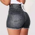 thumbnail image 4 of LYMAYTER Female Jeans Shorts Tight Stretchy Jeans Shorts Casual High Waisted Women Denim Shorts S-2XL, 4 of 8