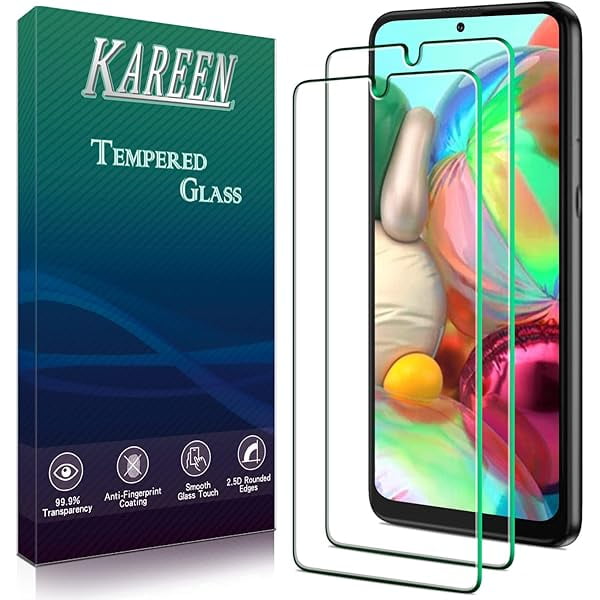 wonima11 KAREEN [2 Pack Screen Protector for Samsung Galaxy A71, A71 5G, A71 5G UW Tempered Glass, Support Fingerprint Reader, Anti Scratch, Bubble Free, 9H Hardness