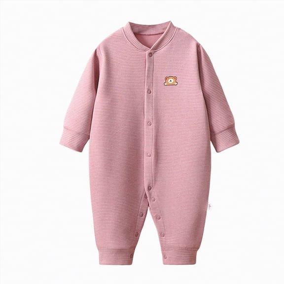 JUMEYU Newborn Boy Clothes Winter Newborn Baby Boy Girl Romper Clothes Infant Ribbed Romper Bodysuit Jumpsuit Outfits 0 3 6 9 12 18 24 Months (Light Pink,6-12 Months)