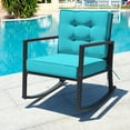 thumbnail image 2 of Patiojoy 2PCS Outdoor Wicker Rocking Chairs Glider Rattan Rocker Recliner with Turquoise Cushion, 2 of 8
