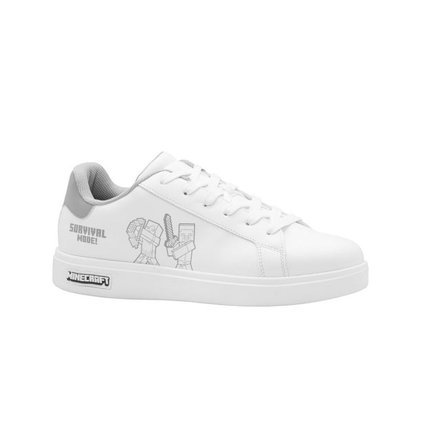 Tenis Escolar Para Niño Minecraft Urbano Cómodos Color Blanco blanco 25