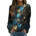 thumbnail image 1 of Gibobby Sudadera Mujer Moda Sudadera informal con cuello redondo para mujer, sudadera de manga larga con estampado de a rayas, informal (Azul, XXL), 1 of 5