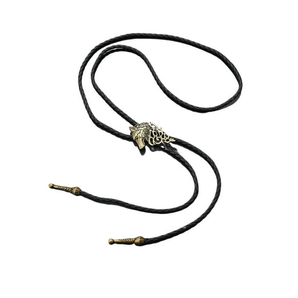tamizeot Retro Rope Bolo Tie For Men Suitable For Daily Wear Fine Workmanship And Delicate Details Alloy Bolo Black Wolf Head