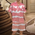 thumbnail image 2 of Men's Gradient Printed Satin Short Sleeve Button Up Pajama Loungewear Set for Comfortable Sleep and Relaxation at Home, 2 of 4