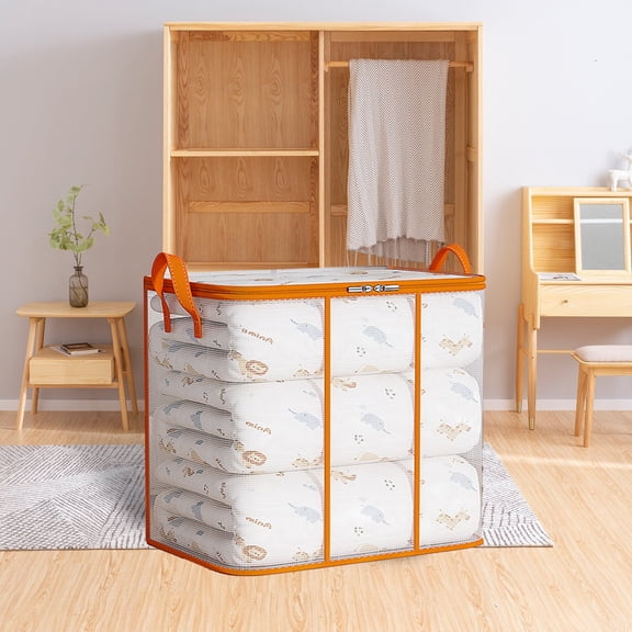 Large Capacity Quilt Storage Bag | Waterproof & Humidity Proof Clothing Organizer | Transparent PVC Zipper Bag for Moving & Packing | 1-Piece Storage Box