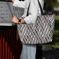 thumbnail image 4 of Wukai Black White Stripes Print Zipper Bag,large Beach Tote Bag,Waterproof Sandproof Bag,Grocery and Picnic Tote Travel Bag, 4 of 5