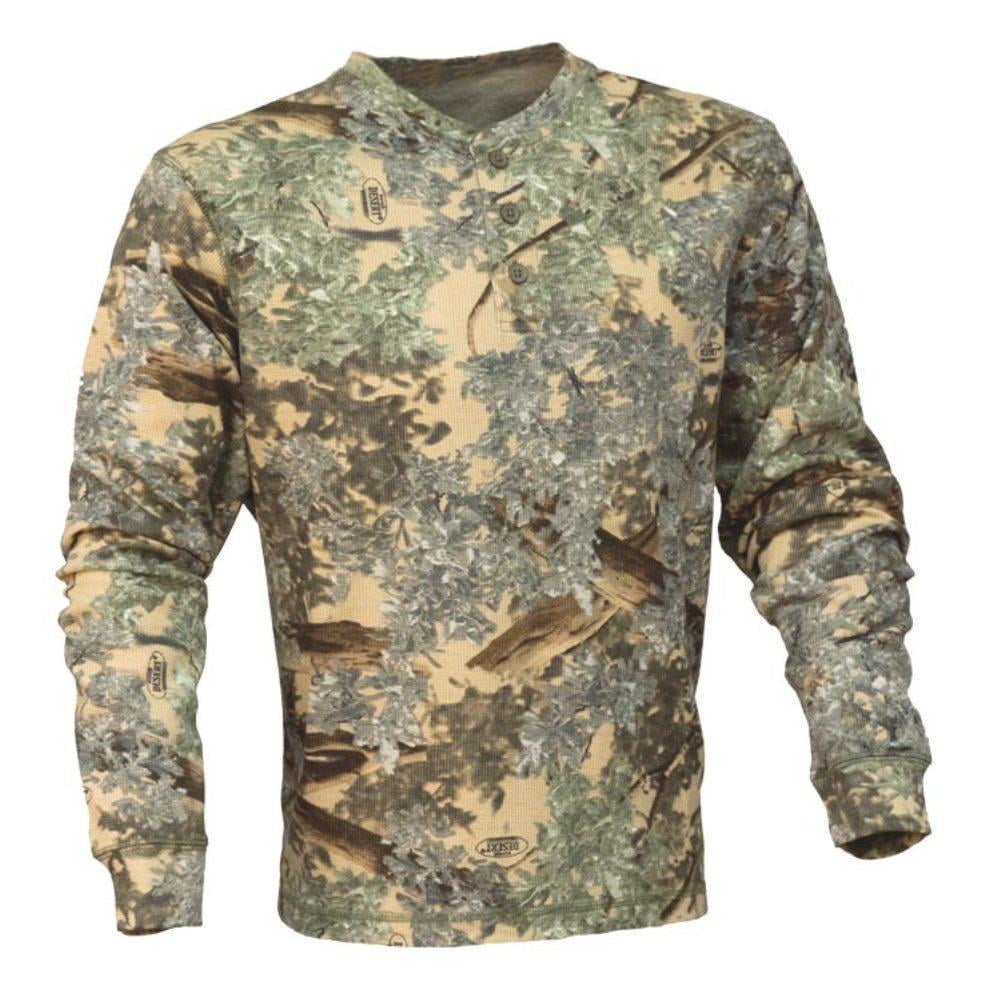 KING'S Camo Mountain Shadow Men's LARGE Cotton Long Sleeve Thermal Henley KCB106 