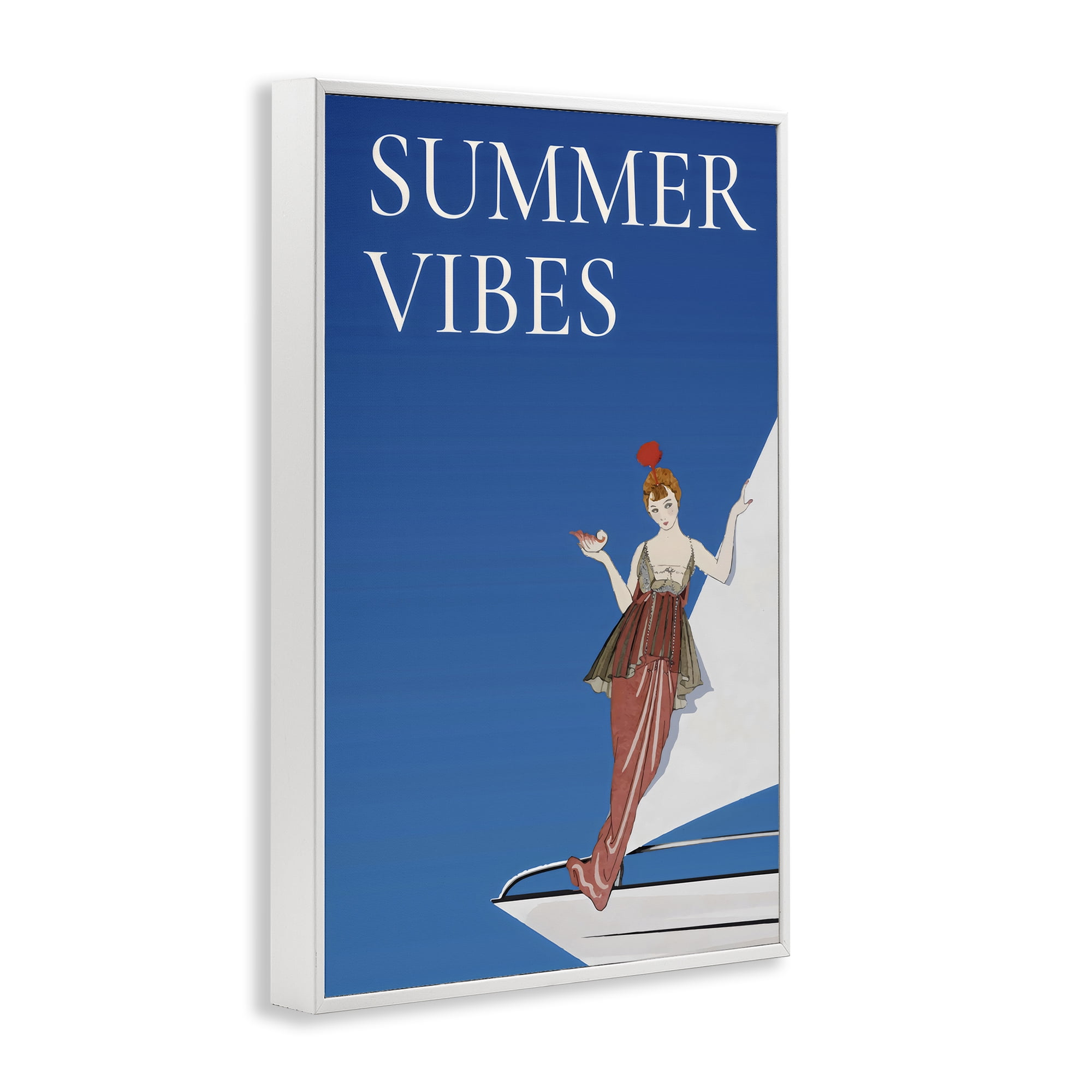 Stupell Industries Summer Vibes Vintage Yacht White Framed Giclee Art, design by Creative Studio