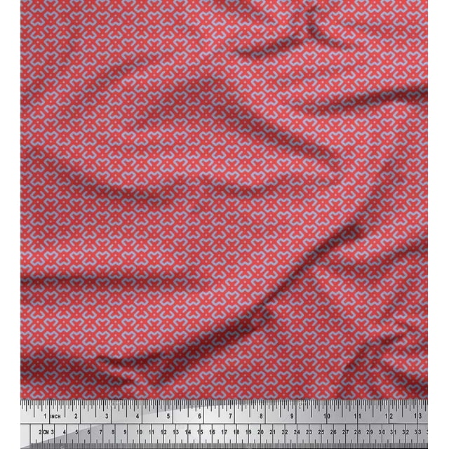 Soimoi Cotton Cambric Fabric Dot & Geometric Small Decor Fabric Printed Yard 56 Inch Wide