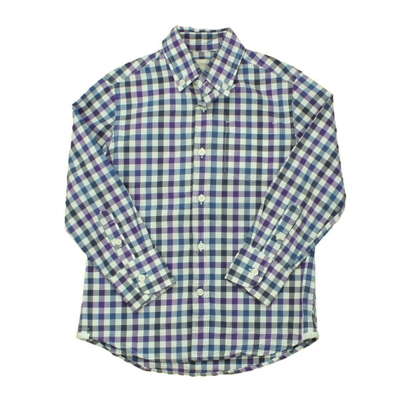 Pre-owned: Crewcuts Boys White | Purple | Blue | Grey | Checks Button Down Long Sleeve size: 4-5T (Good)