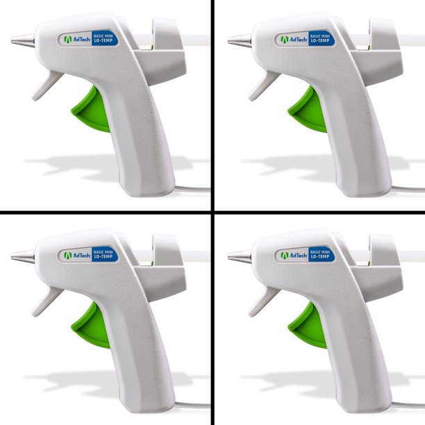 Pistola de pegamento caliente AdTech Mini Low Temp, paquete de 4 unidades, color blanco