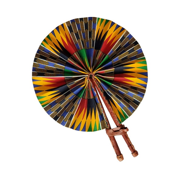 African Kente Print Folding Handheld Hand Fan Hand-Crafted