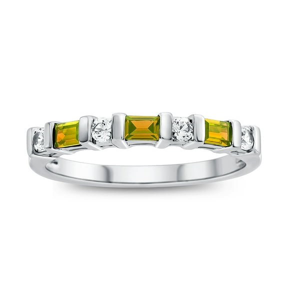 FJC Finejewelers 3x2mm Baguette Citrine and Created White Sapphire Stackable Band Ring