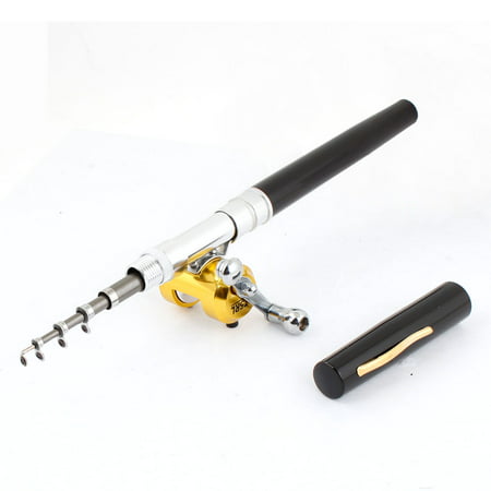 Black Telescoping Design  Pen Fishing Rod Pole Spinning Reel Fish