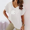 thumbnail image 2 of WREESH Women's Cotton Linen Graphic T-Shirts Summer Fashion V-Neck Batwing Sleeves White, 2 of 6