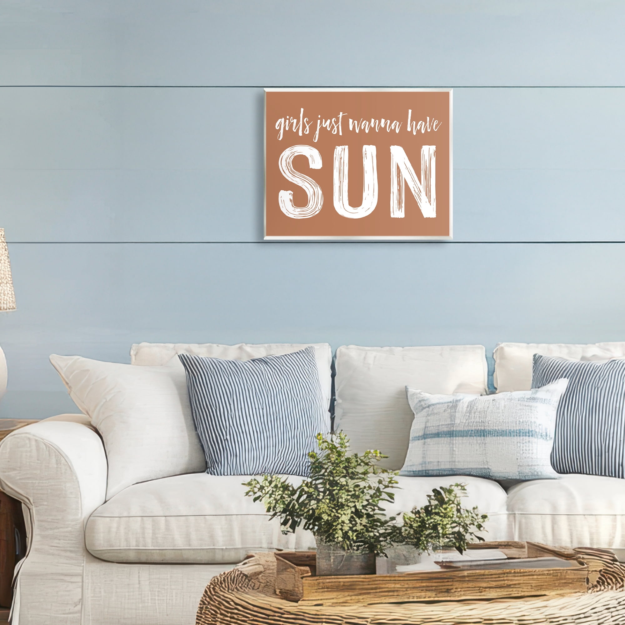 Girls Wanna Have Sun Brown Wall Plaque Art, design by Lettered and Lined