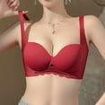thumbnail image 5 of HOMBOM Soft Cup Womens Bras Balconette Push-Up Comfortable Brassiere Spaghetti Straps Wireless Red Soft Bras 32AB, 5 of 6