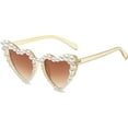 thumbnail image 2 of Luxury Fine Shimmering Love Pearl Sun Glasses Women Heart Sunglasses Casual Bling Sunglasses, 2 of 5