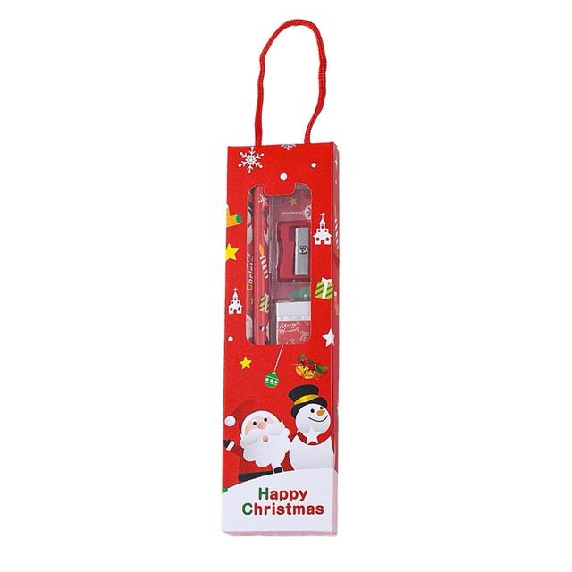 Christmas Stationery Gift Set, Include 2 Christmas Pencil Eraser Ruler Sharpener Xmas Decoration Sets Stationary Gift Set Xmas, Snowman Shape Stationery