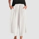 thumbnail image 2 of Pantalones anchos de lino con cintura elástica para mujer para el verano: pantalones informales de color liso, mezcla transpirable, tallas M-XXXXL., 2 of 4