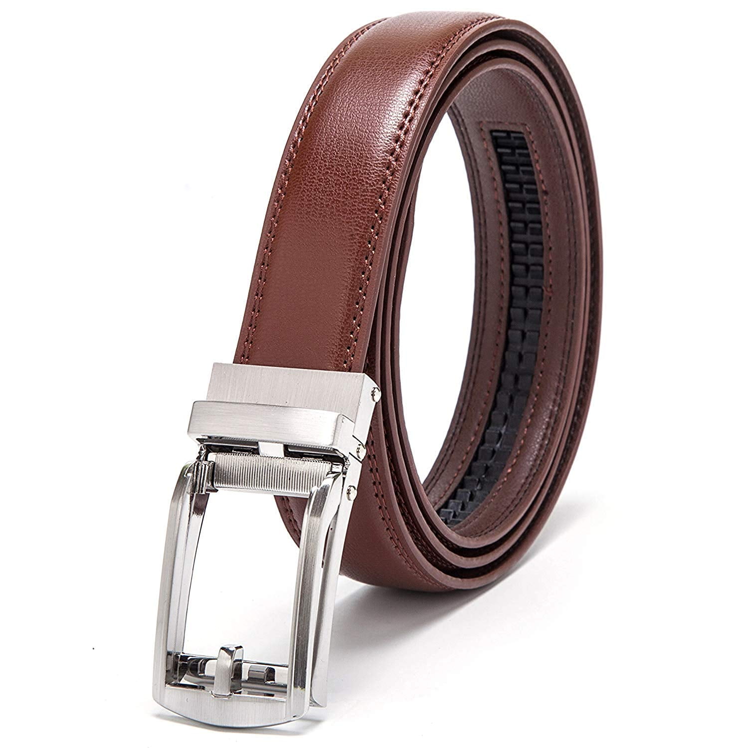 Men's Belt Genuine Leather Belt Automatic Buckle Ratchet Dress Belt for ...