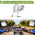 thumbnail image 2 of Espejos retrovisores universales de motocicleta ajustables, espejo lateral retrovisor de aluminio y plástico, 1 juego tono plateado cromado M8/M10 forma ovalada, 2 of 7