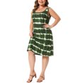thumbnail image 4 of Agnes Orinda Plus Size Tie Dye Sleeveless Summer Dresses for Women Beach Tshirt Sundress Casual Loose Tank Dress 2X Army Green, 4 of 6