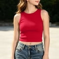 thumbnail image 6 of Fengqque Girls Tank Tops Athletic Sleeveless Crew Neck Ribbed Casual Solid Color Workout Crop Tops 9-14 Years Red 9-10 Years, 6 of 7