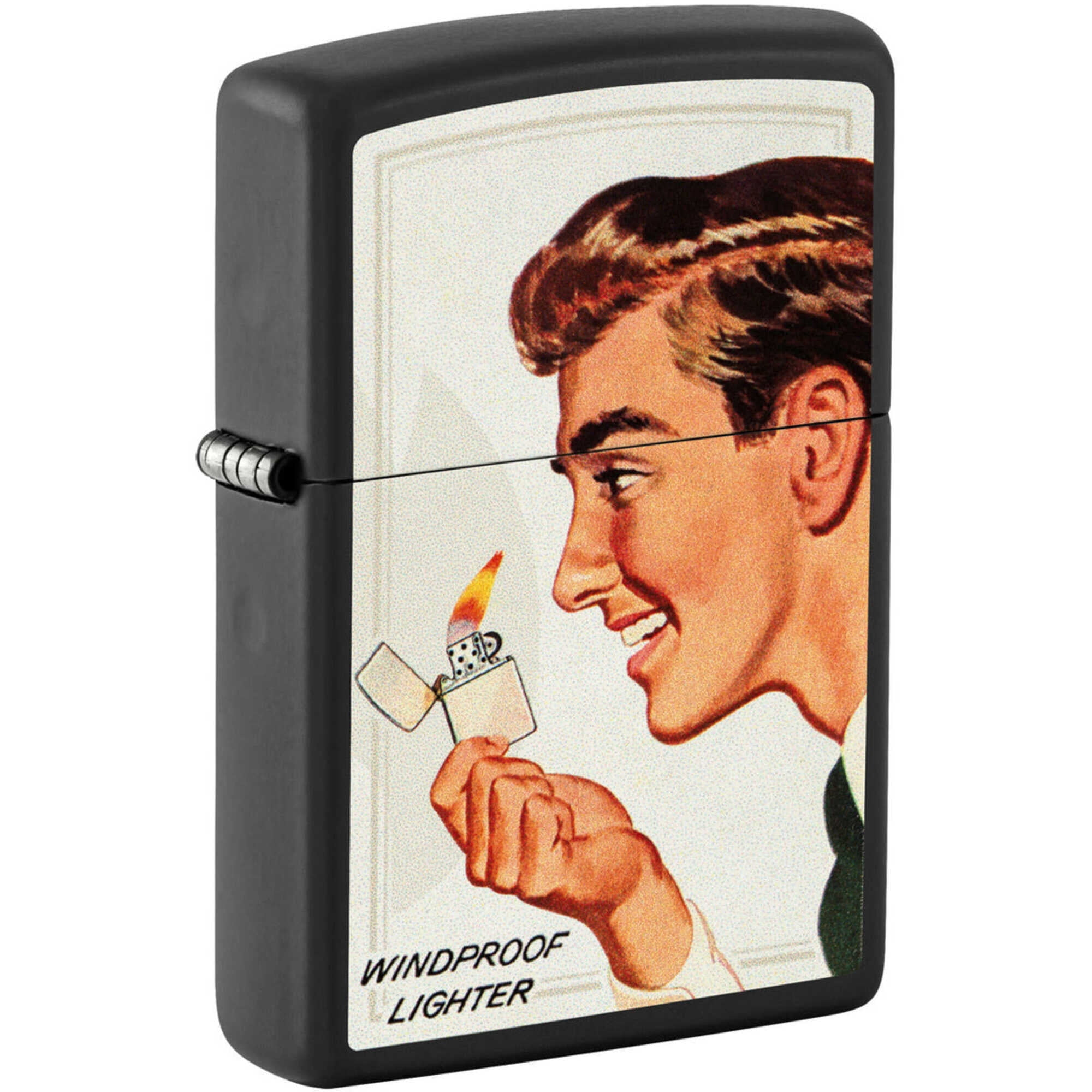 Zippo 46295 Vintage Ad Matte Black and Red Pocket Lighter Set