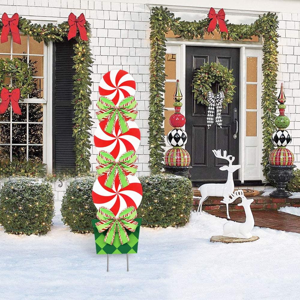 Candy Christmas Decorations Outdoor 44In Peppermint Xmas Yard NEW 2021