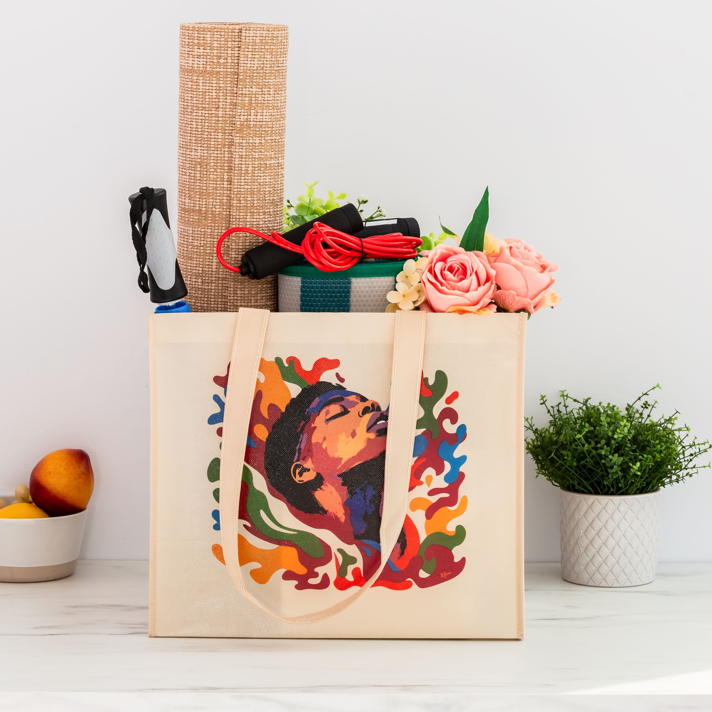 Célébration du Mois de l’Histoire des Noirs 2026 Sac Réutilisable pour Épicerie, Sac à Provisions avec Poignées