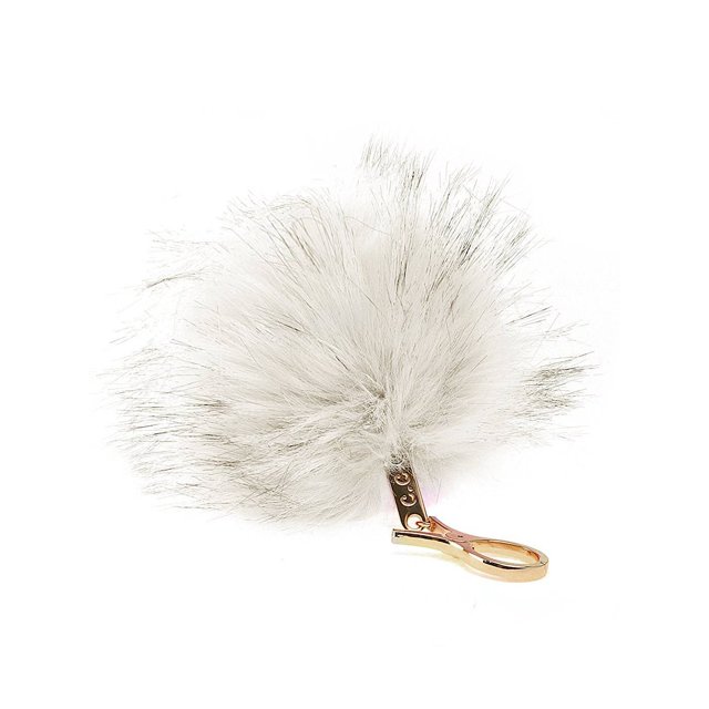 CC Fox Faux Fur Cell Phone Purse Key Chain, White