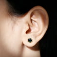 thumbnail image 6 of Rosec Jewels Black Opal Solitaire Stud Earrings - October Birthstone Earrings - 6 mm, 10K Yellow Gold, 6 of 9