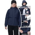thumbnail image 4 of Pdbokew Women's Winter Coats Waterproof Snow Ski Jacket Warm Fleece Navy Blue M, 4 of 9