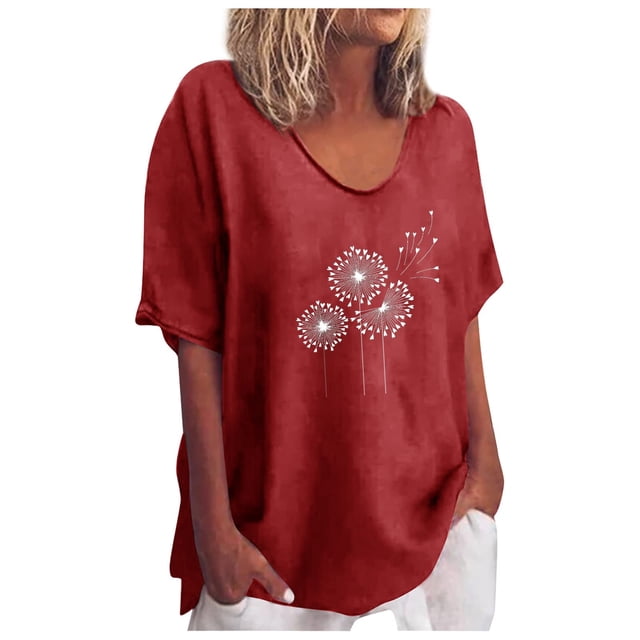 Blouses à Manches Courtes pour Femmes Hauts Aguichant à Col Rond à Manches Courtes pour Femmes Blouse Régulière Imprimée Femmes Hauts à Manches Courtes Femmes Blouse à Manches Courtes Hauts à Manches Courtes pour Femmes