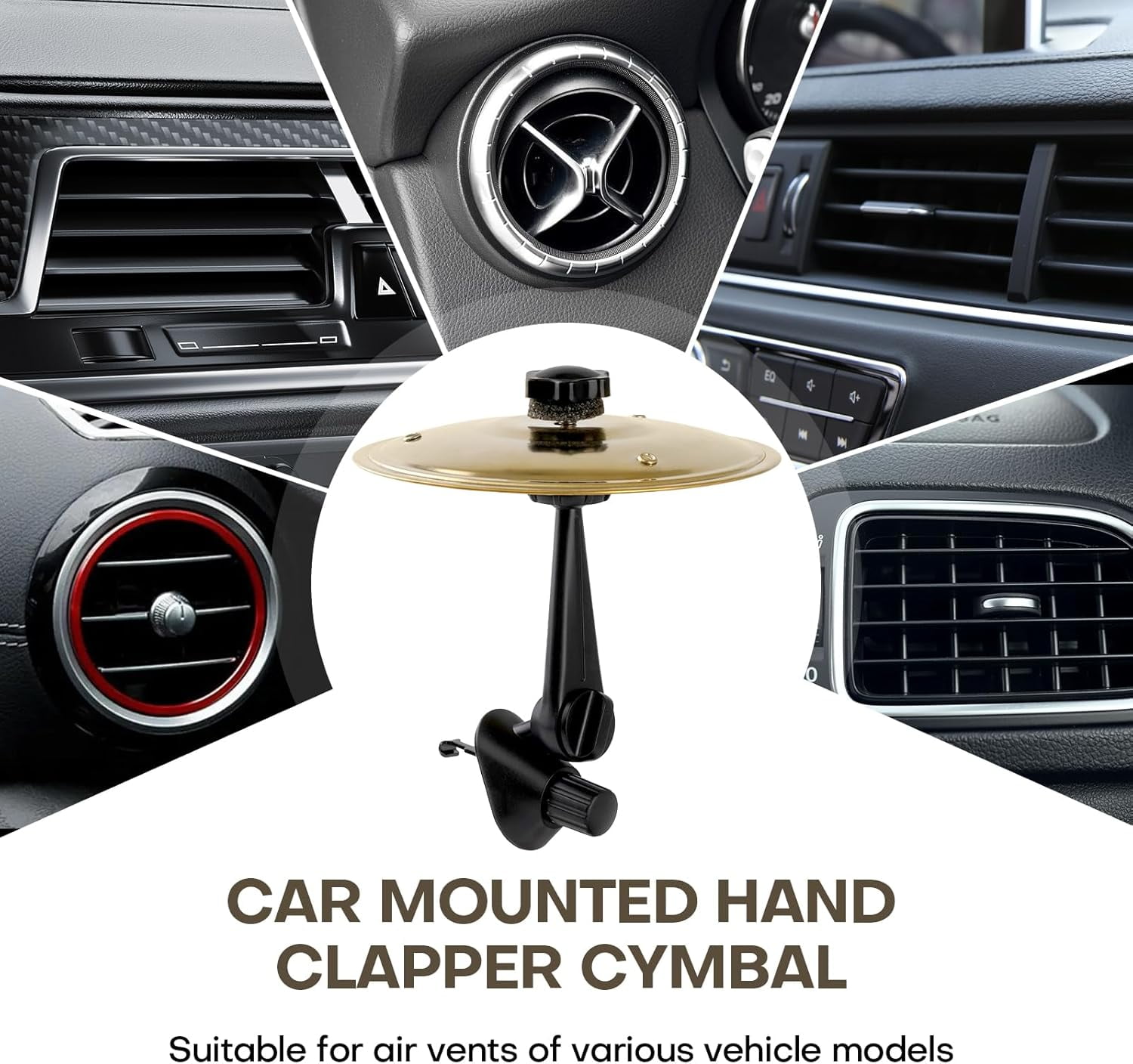 2-Pack Mini Car Drum Cymbal Air Vent Clip – Funny Dashboard Music Accessory for Music Lovers, Fits Most Vehicles,Yellow