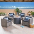 thumbnail image 2 of Gus Outdoor Wicker 4 Seater Swivel Club Chair Set with Fire Pit, Mixed Black and Dark Gray, 2 of 12