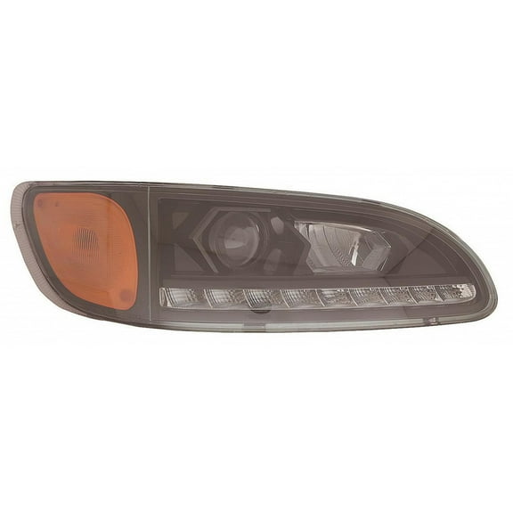For Peterbilt 340 Headlight Assembly 2006-2012 Passenger Side w/ LED Daytime Running Light Black