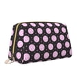 thumbnail image 2 of Naloa Pink Groovy Disco Ball Leather Makeup Bag for Purse Travel, Portable Small Cosmetic Organizer for Women and Girls, Make up Bag with Zipper, 2 of 8