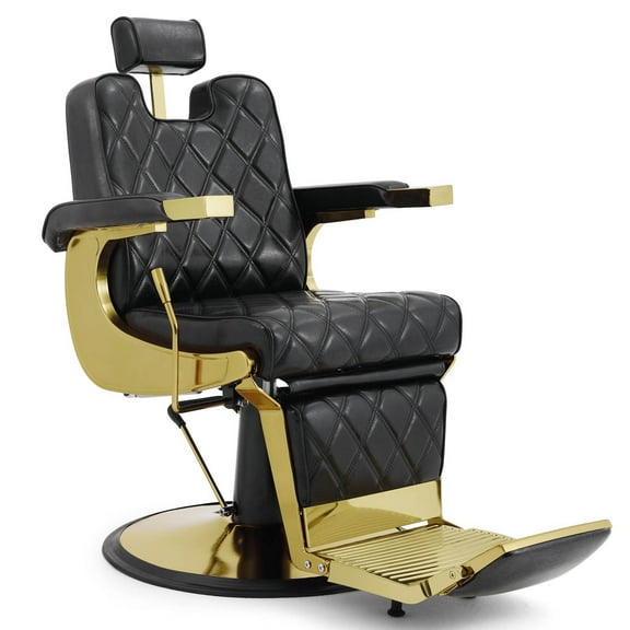 Vintage Heavy Duty Reclining Hydraulic Barber Chair All Purpose Salon Spa Beauty Hair Styling(Black & Gold)