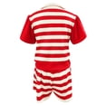 thumbnail image 5 of Women's Shorts Suits 2 Piece Striped Ruffle Short Sleeve Polo V Neck Shirts Outfits Lightweight Summer Casual Vacation Loose Sets, 5 of 5