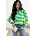 thumbnail image 6 of Ushdele Chic Viscose Drop Shoulder Sweater | Green Stripes | Must-Have Top, 6 of 8