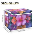thumbnail image 5 of Yayeee Collapsible Cube Storage Bin with Lid Fabric Closet Decorative Basket with Handles, Large Purple Flowers, 5 of 7