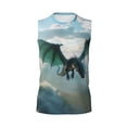 thumbnail image 6 of Lsque Cloud Sky Green Dragon Print Men's Cotton Blend Sleeveless Muscle Shirts (S-3XL)- Moisture Wicking, Odor Protection, UPF 30+,Large, 6 of 8
