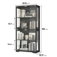 thumbnail image 3 of BROTTAR Display Cabinet with Glass Doors, 65" Storage Cabinet with LED, 4-Tier Curio Cabinet & Bookshelf, Collection Showcase for Home Office, Black, 3 of 10