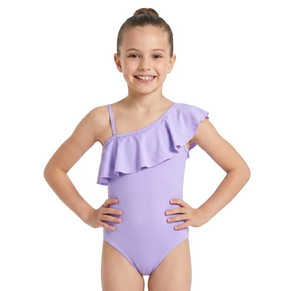 One Piece Girls Swimsuit with Detachable Skirt Elegant Ruffled Swimwear Removable Pads with Adjustable Straps Kids Bathing Suit for Ages 9-10Y