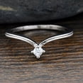 thumbnail image 2 of Bow Jewel 14K White Gold Plated Ring for Women's - 0.78 Ct Round Cut Lab Created Diamond Solitaire Ring - Solo Stone Wedding Ring - Engagement Anniversary "V" Shape Ring - Personalized Jewelry, 2 of 8