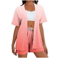 thumbnail image 3 of TaTaai Women Loose Fit Gradient Print Casual Cardigan Shorts Set with Pockets Ladies Spring Summer Party Gathering Wear Lightweight Breathable No Fading Stylish Set Gift, 3 of 6