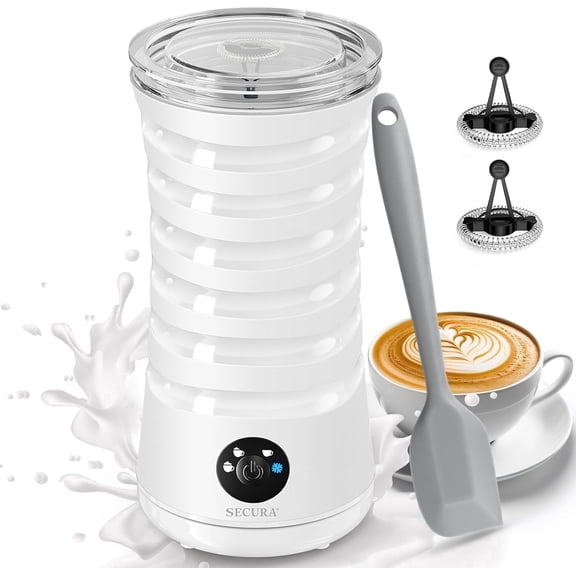 Electric Milk Frother, Automatic Milk Steamer, 4-IN-1 Hot & Cold Foam Maker-8.4oz/240ml Milk Warmer for Latte, Cappuccinos, Macchiato with Silicone Spatula, Silent Operation & Shut-off
