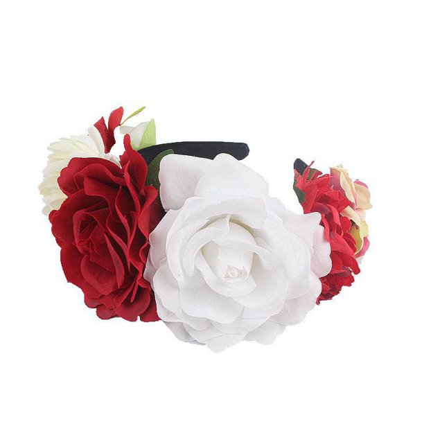 Diadema creativa de estilo europeo y americano para novia, accesorio para el cabello con flores rosas, para fiesta de Halloween